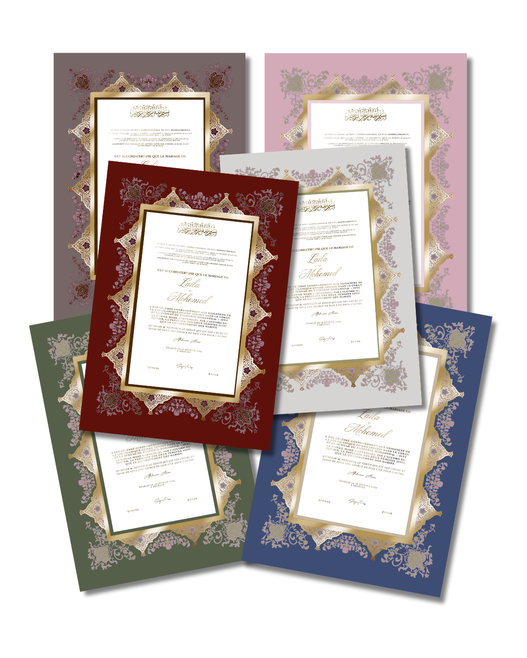 Certificat de Mariage Personnalisé avec Dorure